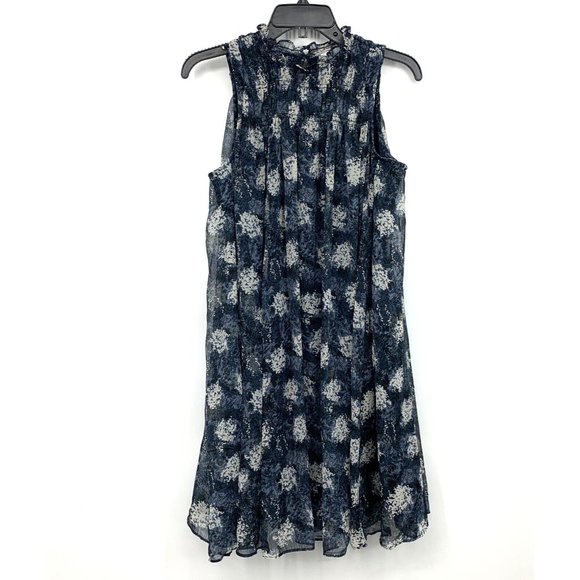 Joie Dress Blue Floral Baltic Print Sleeveless Mini Sheer Overlay - Picture 3 of 13